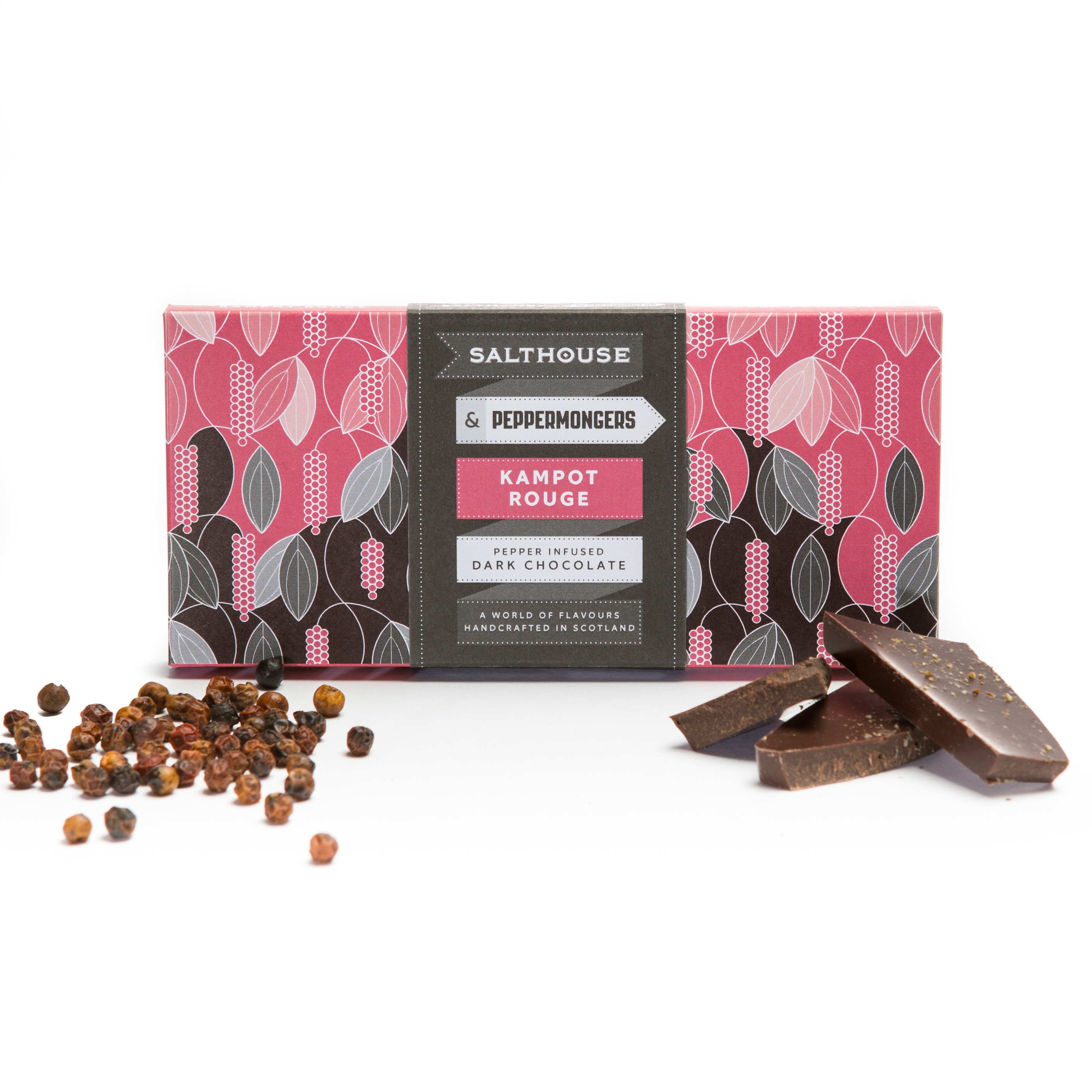Dark chocolate bar with Kampot Rouge Dark chocolate bar with Kampot Rouge