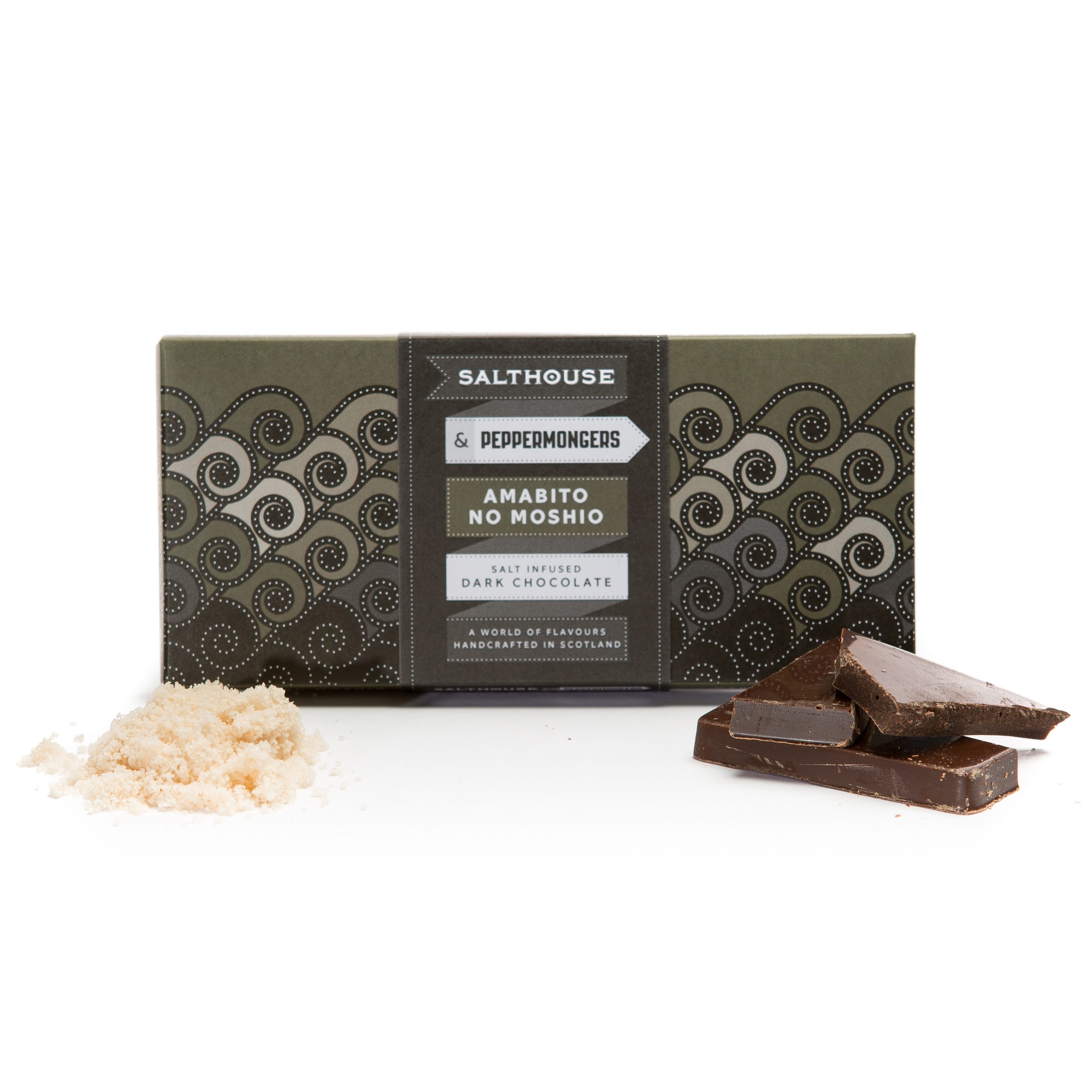 Dark chocolate bar with Amabito No Moshio Dark chocolate bar with Amabito No Moshio